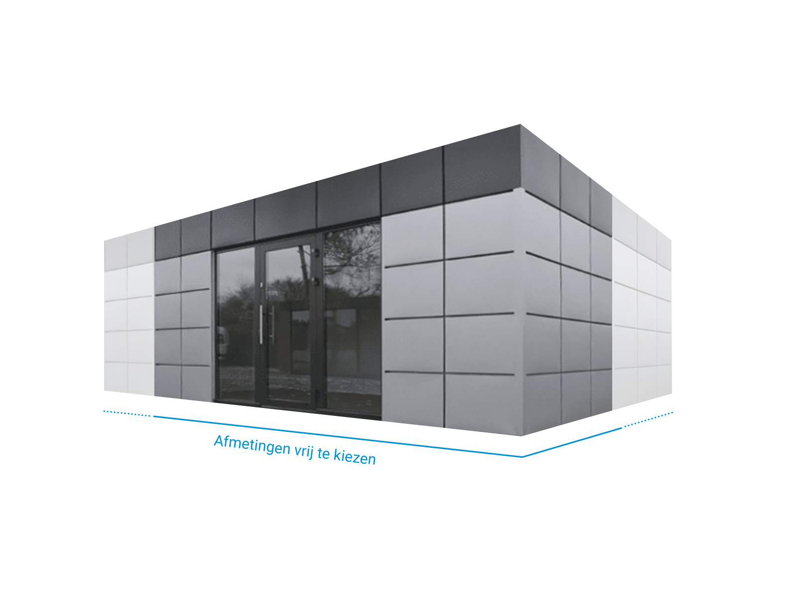 Verkoopcontainer met geïsoleerde wanden, glasvoorkant en geïntegreerde elektrische installatie      